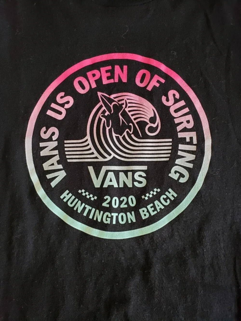 Vans US open of surfing 2020, graphic t-shirt, black, size Medium (10-12)